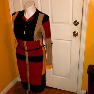 Ashley Stewart color block long sleeve dress in size 12W